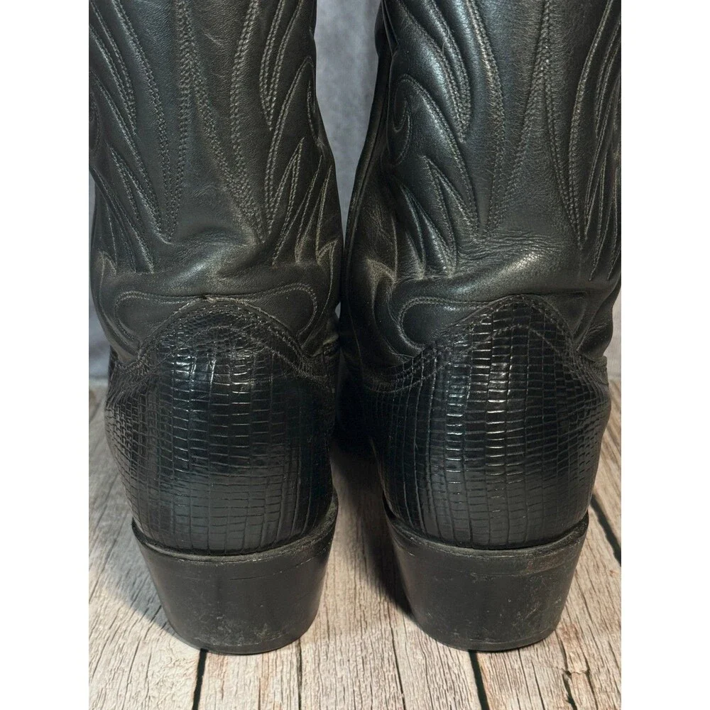 Palomino Mens 10 D Black Lizard Cowboy Boots USA Western Exotic Leather